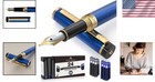 Versatile Blue Fountain Pen With Medium Nib And 24 Ink Cartridges - Gift Ready