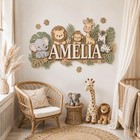 Safari Animal Wooden Wall Decor  Personalized Name Sign For Nursery  Custom Baby
