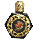 Vintage Petit Point Miniature Dauber Perfume Bottle Black Glass Needlepoint