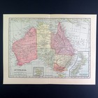 1915 Antique Map Australia New Zealand Tasmania Hammond   Co