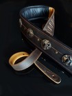 Iconic Premium Conchos 3 25  Wide Leather Padded Brown Guitar Or Bass Strap