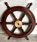 Wooden Ship Yacht Wheel Vintage Maritime Nautical Boat Steering Wheel Brass  26 