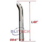 2pcs Chrome 6 od Exhaust Truck Pipe 60  Length Curved Exhaust Pipe Pair Us