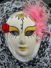 Vintage Hand Painted Mardi Gras Mask Ornament Wall Hanging Decor