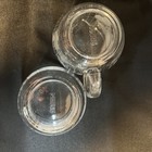 Vintage 1970s Nestle Nescafe Clear Etched Glass World Globe Sugar   Creamer Set 