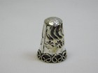Vintage Taxco Mexico Sterling Silver Thimble Flower Scroll 1 