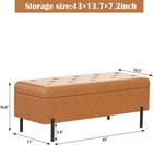 Faux Leather Storage Bench Tufted Upholstered Ottoman Bench With Storage