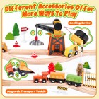 Wooden Train Set 102-piece For Toddlers Kids Ages 3-8  Double-sided Expandabl   