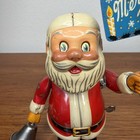 Vtg Antique 1950s Nomura  t n   Japan Tin Litho Wind Up Santa Claus Bell Ringing
