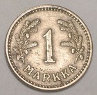 1928 S Finland Finnish One 1 Markkaa Lion Coin Vf