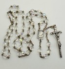 Vintage Rosary Crucifix Catholic Cross Necklace Gothic Ab-faux-crystal-bead 22 