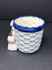 Vintage 1940s Occupied Japan Porcelain Airedale Terrier Dog With Basket Planter