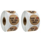 1000pcs 1  Round Thank You For Your Order Stickers Red Heart Self-adhesive Label