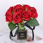 Artificial Flowers 12 Pcs Silk Realistic Roses Diy Bouquet For Spring Red 