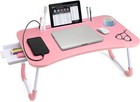 Lap Desk With Tablet Slot  Foldable Laptop Table With Storage Drawer For Bed      