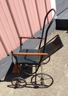 Antique Baby Doll Stroller Carriage With Steel Frame And Black Vinyl 1890s