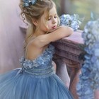 Blue Flower Girl Dress For Wedding Kid Pageant Gowns Tulle First Communion Dress