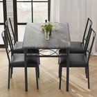 Dining Room Table Set 5-piece Kitchen With 4 Upholstered Padded Chairs  Gray