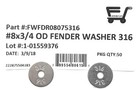  50   8 Id X 3 4 Od 316 Stainless Steel Fender Washer Large Od Flat Washers Ss