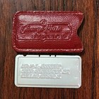 Antique Vtg Charga-plate Service Stores Of Dallas Texas Metal Red Case Leather 
