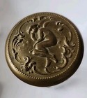 Antique Victorian Brass Top Vanity Dresser Jar With Cherub Angel - 3 1 4 