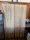 Vintage Pair Mcm Pinch Pleat Brocade Curtain Drapes Beige gold Rayon 32 X 92 Ea