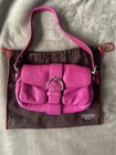 Vintage Coach Pink Shoulder Bag With Buckle Accent  Inner Pockets  Dust Bag