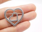 Vintage Sterling 925 Silver Double Hearted Style Pin Brooch