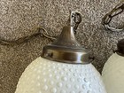 Mcm 2-light Hanging Swag Lamp White Hobnail Glass Globe Shades Brass Finish