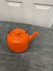 Vintage Orange Enamel Teapot With Handle