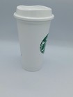 Starbucks White Reusable Plastic Coffee Cup Tumbler 16 Oz With Lid Logo Grande