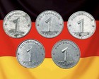 Lot Of 5 East Germany 1 Pfennig Coins - Combined Ship