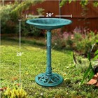  28  Pedestal Outdoor Bird Bath For Outside  Vintage Bronze Birdbath Only Green