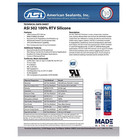 Asi 502 Clear Food Grade 100  Rtv Silicone Sealant - 10 2 Oz Cartridge