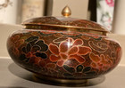 Chinese Cloisonne Bowl With Lid  Enamel And Brass Asian Bowl  4   Foral Asian 