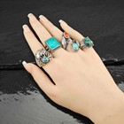 Antique Navajo Guild Blue Gem Turquoise Ring Sterling Silver Sz 7