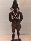 Hand Carved Wood African Tribal Warrior Couple W spear Statue Figure 7  Tall