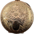 Antique 6s Champion Hunter Pocket Watch Case For Mechanical Gold Filled Floral
