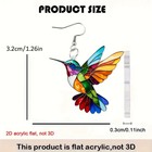 1 Pair  Charming And Cute Colorful Hummingbird Acrylic Earrings