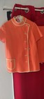 Vintage 60s Knits By Tally Orange Wool Two Piece Mod Jacket And Pants Set Suit 