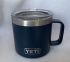 Yeti Rambler Blue Stainless Steel 14 Oz Insulated Mug W  Handle   Lid Branded