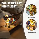 3d Dog Night Light Desk Table Lamp Stained Resin Retro Home Decor Tiffany Style