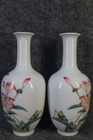 A Pair Chinese Pastel Porcelain Hand Painted Exquisite Floral Pattern Vases 2552