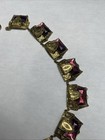 Vtg Antique Art Deco Czech Purple Mirror Glass Necklace