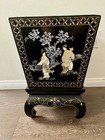 Chinese Black Lacquer Planter bin trash Can With Mother-of-pearl Figures 17   