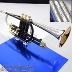 Vintage King H  N  White Silver Tone Master Model Cornet Black Lacquer