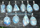 Rainbow Calsilica Gemstone Pendant 925 Silver Plated Wholesale 5pcs Jewelry Lots