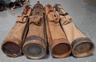 4 Antique Vintage 1900-1930 Stove Pipe Golf Bags Hickory Wood Shaft Golf Clubs