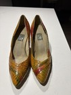 80 s J Renee High Heel Pumps Orange Red Green Snakeskin Twist 8n 8 5