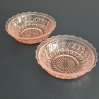 Vintage Jeannette Holiday Pink Glass Berry Bowl Set Of 2  Button   Bow 1940-60s